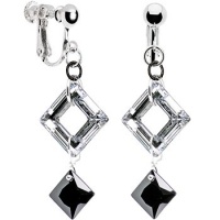 Handcrafted Jet Drop Square Clip Earrings MADE WITH SWAROVSKI ELEMENTS Handcrafted Jet Drop Square Clip Earrings MADE WITH SWAROVSKI ELEMENTS