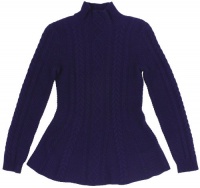Lauren Ralph Lauren Women's Cable Knit Peplum Mockneck Sweater (Soiree Purple) (Small) Lauren Ralph Lauren Women's Cable Knit Peplum Mockneck Sweater (Soiree Purple) (Small)