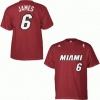 Lebron James Miami Heat Adidas Red NBA Player T-Shirt
