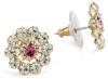 Betsey Johnson Pink Crystal Flower Stud Earrings