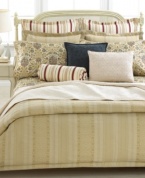 Lauren Ralph Lauren's Marrakesh comforter features an intricate Moroccan-inspired pattern and vertical stripes in a jacquard weave for an elegant air.