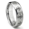 Tungsten Carbide Fleur De Lis Wedding Band Ring Sz 10.5