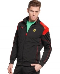 Get inspired to go faster. This Puma Ferrari track jacket is the ultimate in motivational gear. Get inspired to go faster. This Puma Ferrari track jacket is the ultimate in motivational gear.