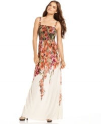 Fever's dress features a romantic, cascading floral print! Wear this stunner with or without straps for a different look. Fever's dress features a romantic, cascading floral print! Wear this stunner with or without straps for a different look.