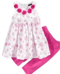 Let her style bloom! Rosettes and a pretty floral print on this tunic and legging set from Calvin Klein keep her looking fresh all day long. (Clearance) Let her style bloom! Rosettes and a pretty floral print on this tunic and legging set from Calvin Klein keep her looking fresh all day long. (Clearance)