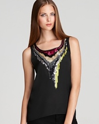 You'll reign supreme as the life of the party in this soft, silky Olive and Oak tank enlivened by vibrant, multicolored sequins. You'll reign supreme as the life of the party in this soft, silky Olive and Oak tank enlivened by vibrant, multicolored sequins.