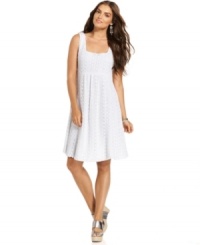 Summer's not complete without a white-hot sundress! Fever's version features delicate crochet and a flattering square neckline. Summer's not complete without a white-hot sundress! Fever's version features delicate crochet and a flattering square neckline.