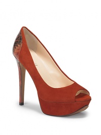 THE LOOKRich suede upperSnakeskin-embossed leather covered heelPeep toePadded insoleSnakeskin-embossed leather covered heel, 5¼ (130mm)Suede-covered platform, 1¼ (30mm)Compares to a 4 heel (100mm)THE MATERIALLeather upperMan-made lining and soleORIGINImported THE LOOKRich suede upperSnakeskin-embossed leather covered heelPeep toePadded insoleSnakeskin-embossed leather covered heel, 5¼ (130mm)Suede-covered platform, 1¼ (30mm)Compares to a 4 heel (100mm)THE MATERIALLeather upperMan-made lining and soleORIGINImported