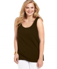 J Jones New York's sleeveless plus size top is a must-get layering staple for your casual wardrobe. (Clearance) J Jones New York's sleeveless plus size top is a must-get layering staple for your casual wardrobe. (Clearance)