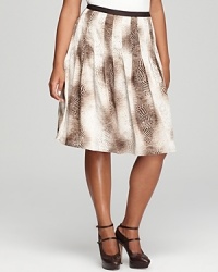 A blurred graphic print lends contemporary edge to a classic Jones New York Collection Plus skirt. A blurred graphic print lends contemporary edge to a classic Jones New York Collection Plus skirt.