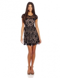 Jump Juniors D'orsay Lace Illusion Cap Sleeve Dress, Black/Nude, 1/2 Jump Juniors D'orsay Lace Illusion Cap Sleeve Dress, Black/Nude, 1/2