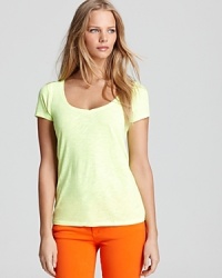 Make a statement in this neon Juicy Couture tee that will supercharge your style. Make a statement in this neon Juicy Couture tee that will supercharge your style.