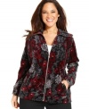 Style&co. Sport's soft, velour plus size jacket features a bold print and easy fit that's perfect for casual days.