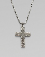 A distinguishing mix of textures lend fresh character to a sterling silver cross pendant. From the Waves Collection Sterling silver Box-chain necklace Length, about 22 Lobster clasp Imported 