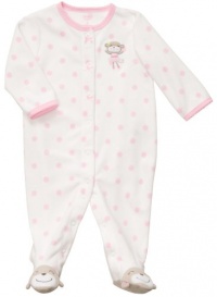 Carter's Micro Fleece Snap - White Pink Dot Monkey-3M Carter's Micro Fleece Snap - White Pink Dot Monkey-3M
