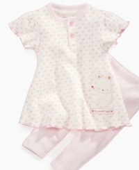 Take a bow. She'll be front and center in this adorable graphic-print tunic and ribbed legging set from Bon Bebe. Take a bow. She'll be front and center in this adorable graphic-print tunic and ribbed legging set from Bon Bebe.