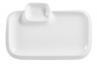 CAC China TRY-RT10 Party Collection New Bone White Porcelain Rectangular Platter with Sauce Compartment, 10-Inch by 6-1/2-Inch by 1-Inch, Box of 12 CAC China TRY-RT10 Party Collection New Bone White Porcelain Rectangular Platter with Sauce Compartment, 10-Inch by 6-1/2-Inch by 1-Inch, Box of 12