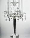 5 Light Crystal Candelabra With Silver Tapered Stem