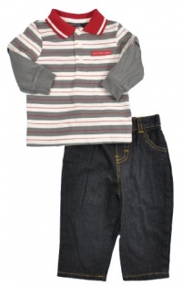 Calvin Klein Baby-boys Infant Stripes Polo Top with Jean Calvin Klein Baby-boys Infant Stripes Polo Top with Jean