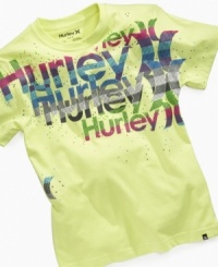 Cool is multiplying. He can add this Hurley logo t-shirt to his style rotation for a look that doesn't subtract from his casual cred. Cool is multiplying. He can add this Hurley logo t-shirt to his style rotation for a look that doesn't subtract from his casual cred.