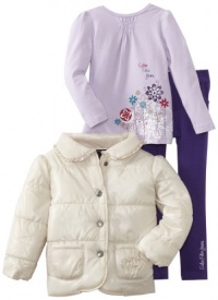 Calvin Klein Girls 2-6X Toddler Puffy Jacket With Tee And Purple Jean, Purple, 3T Calvin Klein Girls 2-6X Toddler Puffy Jacket With Tee And Purple Jean, Purple, 3T
