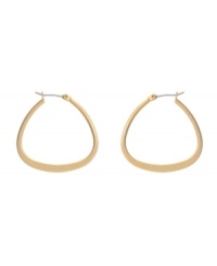 Snap up simple hoops with a trendy twist. These Kenneth Cole New York earrings feature a classic hoop style with an up-to-date shape. Crafted in worn gold tone mixed metal. Approximate diameter: 1 inch. Snap up simple hoops with a trendy twist. These Kenneth Cole New York earrings feature a classic hoop style with an up-to-date shape. Crafted in worn gold tone mixed metal. Approximate diameter: 1 inch.