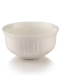 A unique geometric shape and clean, embossed design give this cereal bowl from Mikasa's Antique White dinnerware and dishes collection a modern sensibility. Perfect for everyday use. A unique geometric shape and clean, embossed design give this cereal bowl from Mikasa's Antique White dinnerware and dishes collection a modern sensibility. Perfect for everyday use.