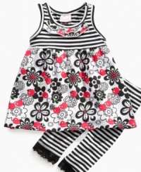 The perfect mix. Pretty prints keep your future fashionista looking fashion-forward in this fun dress and legging set from Nannette. The perfect mix. Pretty prints keep your future fashionista looking fashion-forward in this fun dress and legging set from Nannette.
