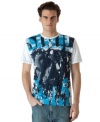 A big bold graphic sets this Calvin Klein tee apart from your stock of basics.