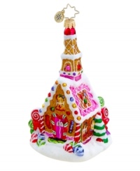 Treat yourself or someone on your list to the Sweet Celebration ornament. Beautifully hand painted with peppermint swirls and other colorful candies, this Christopher Radko design evokes the classic gingerbread house in pure glass. Treat yourself or someone on your list to the Sweet Celebration ornament. Beautifully hand painted with peppermint swirls and other colorful candies, this Christopher Radko design evokes the classic gingerbread house in pure glass.