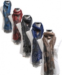 New Paisley Circles Pattern 100% Viscose Fringed Scarf New Paisley Circles Pattern 100% Viscose Fringed Scarf