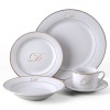 Gibson Heritage Monogram 20-Piece Dinnerware Collection, Letter D