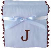 Princess Linens Bon Bon Burp Pad Baby Blue with Brown Trim-J Princess Linens Bon Bon Burp Pad Baby Blue with Brown Trim-J