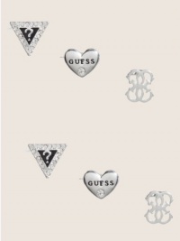 GUESS Set of 3 Logo Stud Earrings, SILVER