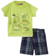 Kids Headquarters Baby-boys Newborn Dinos Top and Short Set, Green, 6-9 Months