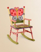 From the Magic Garden Collection. Beautifully hand-painted, this happy design sparks the imagination and brightens the room instantly.Sturdy design 16¾W X 29H Constructed of MDF ImportedRecommended for ages 3 and up Please note: Some assembly may be required. 
