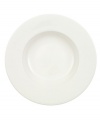 Truly timeless, the graceful Anmut rim soup bowl is crafted in the premium bone china of Villeroy & Boch and finished with a pure white glaze for unparalleled versatility.