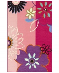 Flower child: with bold blooms and girly hues, Dalyn's oh-so-sweet rug is a fresh accent for any pink lady. Art class-inspired florals look pretty sweet against vertical stripes in pink, pinker and pinkest! Woven of nylon for easy cleaning and durability. Flower child: with bold blooms and girly hues, Dalyn's oh-so-sweet rug is a fresh accent for any pink lady. Art class-inspired florals look pretty sweet against vertical stripes in pink, pinker and pinkest! Woven of nylon for easy cleaning and durability.