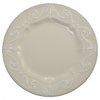 Feminine and sophisticated. Off-white porcelain body with white embossing. Dishwasher and microwave safe.
