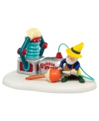 An employee of Pip & Pop's Bubble Works, this handy elf switches on the Bubble Matic and gets to work filling lights. A whimsical figurine from North Pole Village, also by Department 56. An employee of Pip & Pop's Bubble Works, this handy elf switches on the Bubble Matic and gets to work filling lights. A whimsical figurine from North Pole Village, also by Department 56.