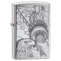 Zippo Lightrer Something Patriotic Emblem, Brushed Chrome Zippo Lightrer Something Patriotic Emblem, Brushed Chrome