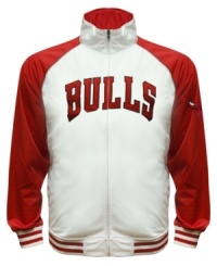The Most Valuable Fan wears this baseball style running jacket featuring the Chicago Bulls by Majestic. The Most Valuable Fan wears this baseball style running jacket featuring the Chicago Bulls by Majestic.