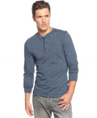 Cue up great casual style with this heathered henley shirt from Club Room. Cue up great casual style with this heathered henley shirt from Club Room.