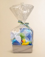 EXCLUSIVELY AT SAKS. A dreamy cloud of soft terry velour essentials are all arranged in a reusable metal tin. Set includes: one hooded baby towel, 2 baby bibs, 2 wash clothes, 2 burp cloths and an adorable rubber duck. Cotton binding on hooded towel and bibs Cotton Machine wash Imported 
