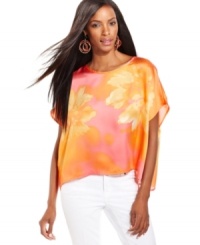 A whisper of silky fabric, a sunset-colored palette...INC's petite blouse makes the perfect summer fashion statement! A whisper of silky fabric, a sunset-colored palette...INC's petite blouse makes the perfect summer fashion statement!