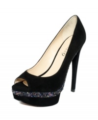 Boutique 9's Nixit pumps are covered in suede and glitter, making these special platforms a pair that's primed and ready for a memorable night out. Boutique 9's Nixit pumps are covered in suede and glitter, making these special platforms a pair that's primed and ready for a memorable night out.