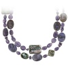 Sterling Silver Bead, Amethyst, Abalone and Purple Crazy Lace Agate 2-Row Necklace, 16+3