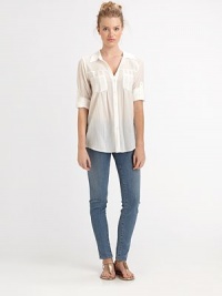 Whisperweight cotton crepe styled in a classic button-down with easy roll-tab sleeves.Point collarShoulder yokeChest pocketsButton-frontRoll-tab sleevesShirttail hemAbout 26 from shoulder to hemCottonHand washImportedModel shown is 5'10 (177cm) wearing US size Small. Whisperweight cotton crepe styled in a classic button-down with easy roll-tab sleeves.Point collarShoulder yokeChest pocketsButton-frontRoll-tab sleevesShirttail hemAbout 26 from shoulder to hemCottonHand washImportedModel shown is 5'10 (177cm) wearing US size Small.
