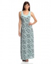 Mod-O-Doc Women's Painted Printed Seamed Long Maxi Dress, Aqua, Small