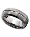 Durable finery. This handsome ring is made of a patented tungsten carbide formula that is strong, heavy & scratch resistant. Featuring a round-cut diamond (1/2 ct. t.w.) and rounded inside for a comfort fit. Size 10.